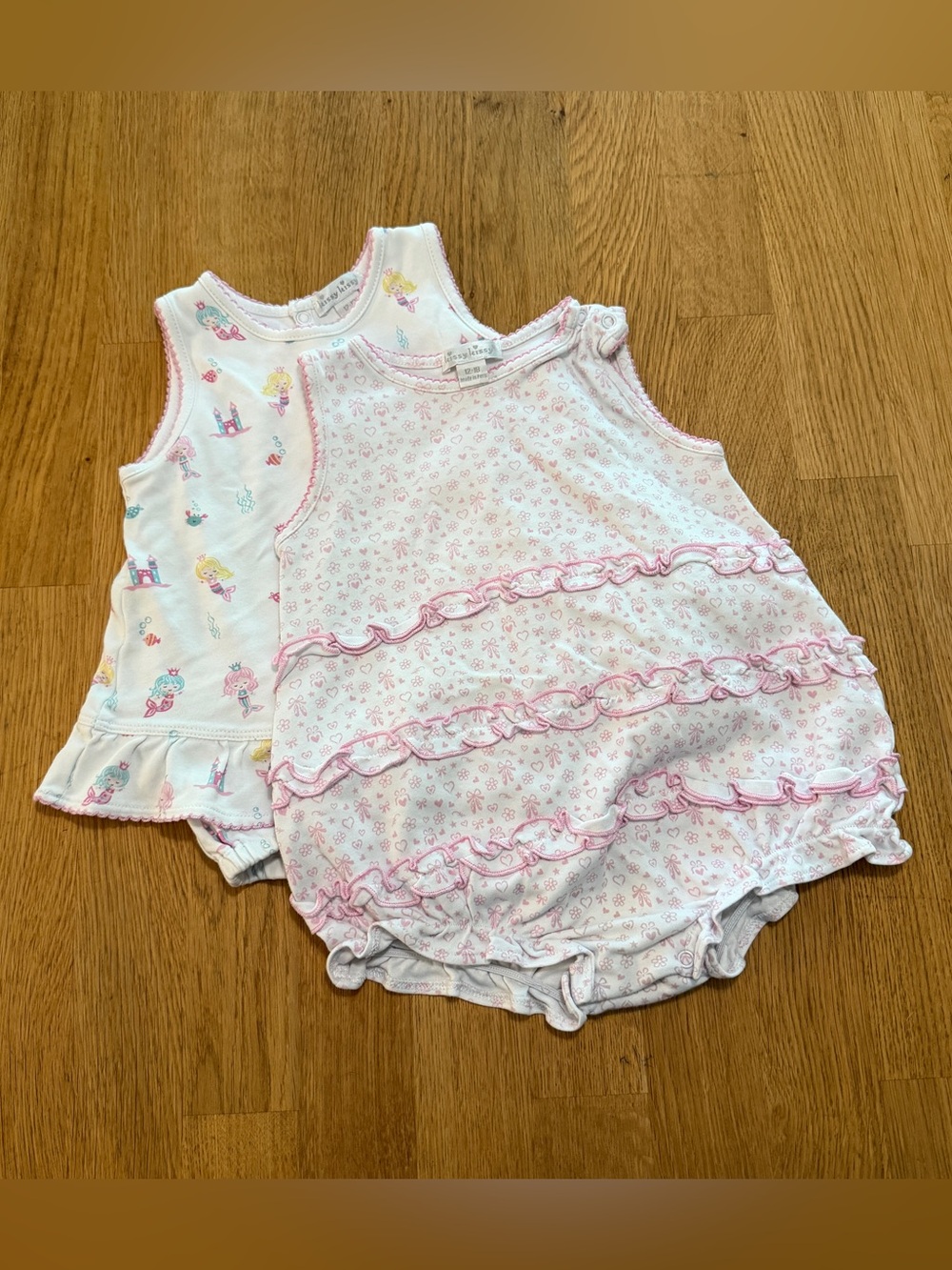 Kissy Kissy Baby 12-18 MONTHS White Printed Bubble Dress Romper Set